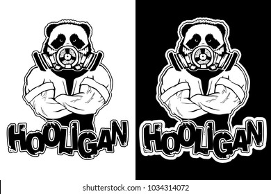 print on T-shirt "hooligan" with a panda image