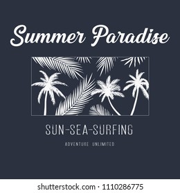 print on t-shirt, print on surfing theme, vintage design for clothes, vector image, flat style, grunge design, typography, original wear, sportswear, souvenir products, poster postcard