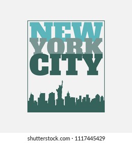 print on a t-shirt, print on the theme of new york city, design of vintage clothing, flat style, vector image, grunge design, typography, original clothing, sportswear, souvenir production, poster