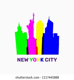 print on a t-shirt, print on the theme of new york city, design of modern clothing, flat style, vector image, typography, original clothing, sportswear, souvenir production, poster, flat style