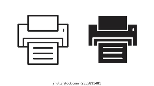 Print outlined and solid icon vector collection.