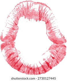 Impresión de labios partidos con lápiz labial rojo sobre fondo aislado