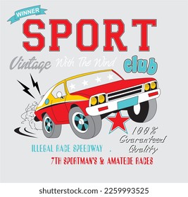print pattern consisting of colored text and car figure gray background