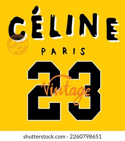 print pattern consisting of colored text and lines yellow background