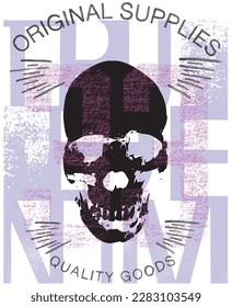 print pattern consisting of text and skull suitable for textile white background