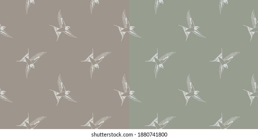 Print and pattern set 'Birds'. Can be used for clothing (pyjamas, sets, T-shorts, sweatshorts), for textile, copybooks, notebooks, mobile cases, wallpapers.