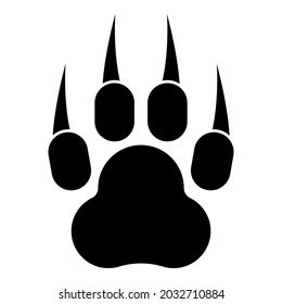 Print Paw Wild Animal With Claw Track Footprint Predatory Pawprint Icon Black Color Vector Illustration Flat Style Image