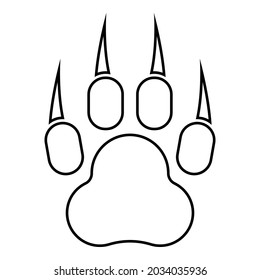 Print paw wild animal with claw track footprint predatory pawprint contour outline icon black color vector illustration flat style image