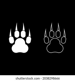 Print Paw Wild Animal With Claw Track Footprint Predatory Pawprint Icon White Color Vector Illustration Flat Style Image Set