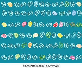print, Petroleum green background with rotated snail shells