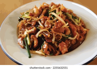 Print photo is thailand food on vector