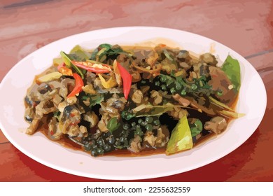 Print photo is thailand food on vector