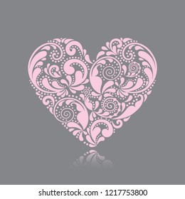 Print. Pink heart of the leaf pattern. Isolated object.