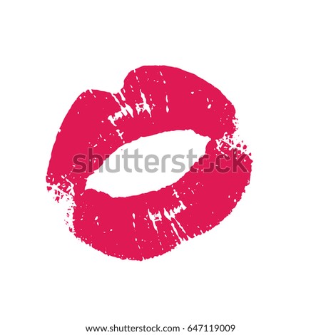 Print of pink lips. Illustration on white background.