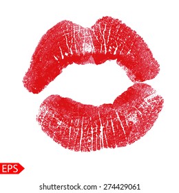 Print of pink lips. Vector illustration on a white background. EPS