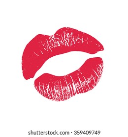 Print of pink lips. Vector illustration on a white background. EPS