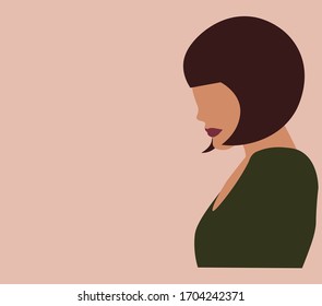 Print Portrait Sad Woman Vector Illutration