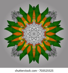 For print, poster, background, brochure, invite card. Hand drawn element. Flower ornament. Vector mandala.