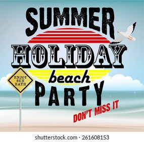 print poster with beach background or illustration