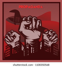 Print Poster, Propaganda, Background, Hand, Labour, May Day 