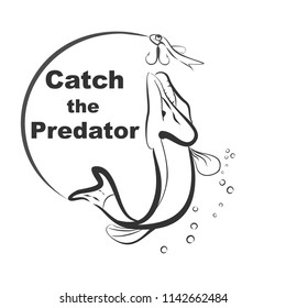 Print. a predator. Shook on a white background with a bait abstract vector