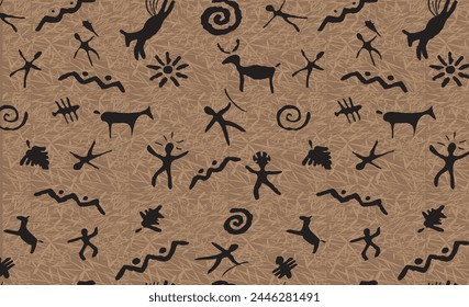 A print with a prehistoric motif and earthy colors.