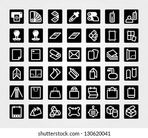 Print & Prepress Icons Set Inverted