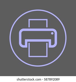 Print, printer circular line icon. Round colorful sign. Flat style vector symbol