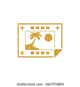 Print proof  icon in gold glitter texture. Sparkle luxury style vector illustration.