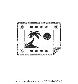 Print proof  icon in halftone style. Black and white monochrome vector illustration.