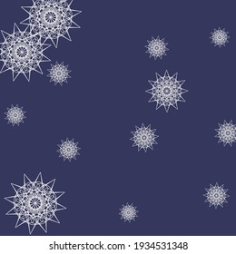 Print Purple Mystery Christmas Silver Sky Wallpaper. Dark Stars Grey Violet Cold Pattern. Chaotic Metalic Sharp New Year White Composition. Winter Luxury Night Snowflakes Mandala Design Pic.