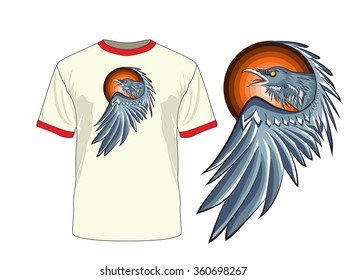 The print "Raven". Vector. Can be used on different clothes.
