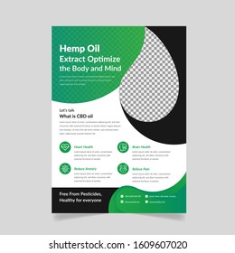 Print Ready A4 Hemp, Cannabis, Medical Product Sale Or Promotion Flyer Design Template