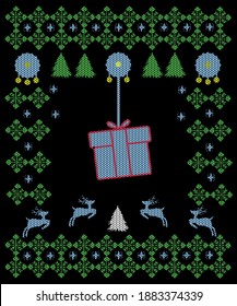 Print ready christmas ugly sweater design.