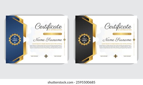Print ready colorful diploma certificate poster template, Modern award design, elegant gold certificate design, Professional creative Luxury corporate certificate
