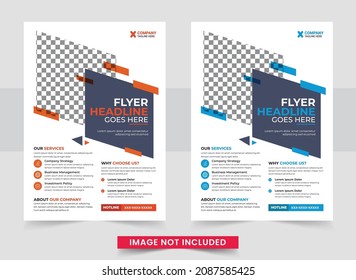 Print ready corporate business flyer poster template. Brochure design, cover modern layout, annual report, poster, flyer in A4 with colorful triangles, geometric shapes for tech, science, market