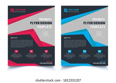 Plantilla vectorial de diseño de volante corporativo preparado para impresión con dos colores variados