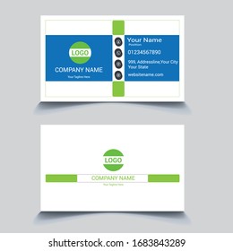 Print ready Front and back side Creative and Clean Business Card Template. Portrait and landscape orientation.Flat Style Vector Illustration. Modern simple light business card template with flat user 