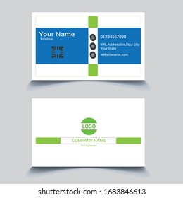 Print ready Front and back side Creative and Clean Business Card Template. Portrait and landscape orientation.Flat Style Vector Illustration. Modern simple light business card template with flat user 