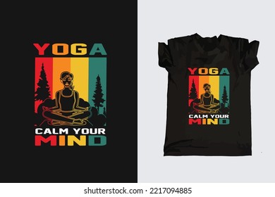 Print Ready Meditation Yoga Time Typography T-shirt Design