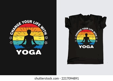 Print Ready Meditation Yoga Time Typography T-shirt Design