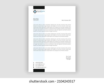 Imprimir Listo Mínimo de Diseño de Cabezal de Letras, membrete, Cabezal de Letras de Tamaño A4, Diseño de membrete de negocios.