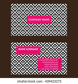 Print ready modern pattern and pink business card for companies