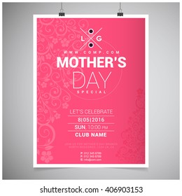 Print Ready Mother Day Pink pattern background brochure template
