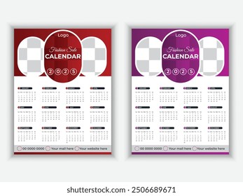 Print Ready One Page Fashion Sale Calendar Design 2025 template. Wall Calendar 2025 Template Design. 