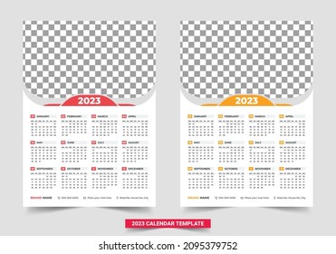Diseño de plantilla de calendario de pared de una página preparado para impresión para 2023, la semana comienza en el diseño del calendario del domingo 2023. Calendario 2023 vector de plantilla, diseño simple mínimo, Planner 2023 año, calendario de pared