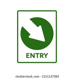 Print ready rectangle green arrow entry or entrance sign
