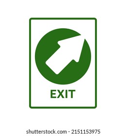 Print ready rectangle green arrow exit or way out sign