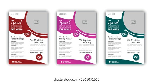 Print Ready Travel flyer Design Bundle. Editable Poster and Leaflet Templates for Travel Agency, Vacation, and Tourism Promotion