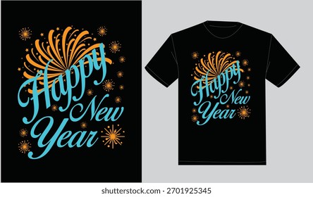 Imprimir pronto tipografia feliz ano novo t-shirt design 2026